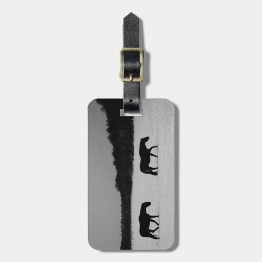 Paarden op sneeuw cd ltcnm bagagelabel (Voorkant verticaal)