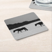 Paarden op sneeuw coastercan kartonnen onderzetters (Schuin)