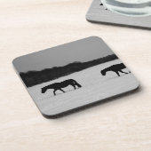 Paarden op sneeuw coastercnm bier onderzetter (Linkerzijde)