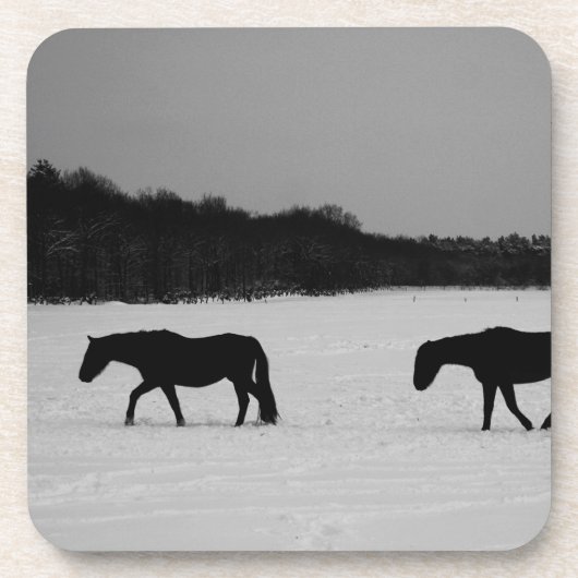 Paarden op sneeuw coastercnm bier onderzetter (Voorkant)