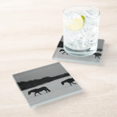 Paarden op sneeuw coastercnm glazen onderzetter (Schuin)