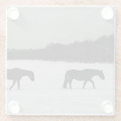Paarden op sneeuw coastercnm glazen onderzetter (Achterkant)