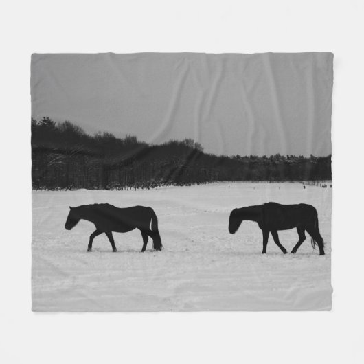 Paarden op sneeuw FBCNA Fleece Deken (Voorkant (Horizontaal))