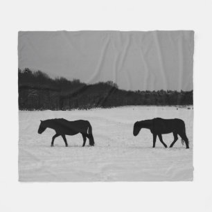 Paarden op sneeuw fleece deken