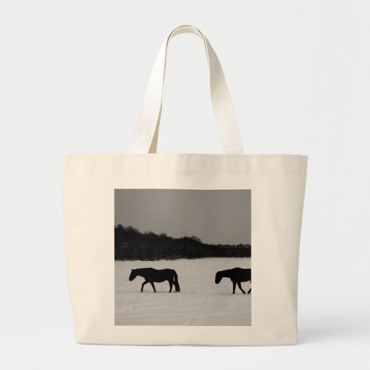 Paarden op sneeuw jtcna grote tote bag (Voorkant)