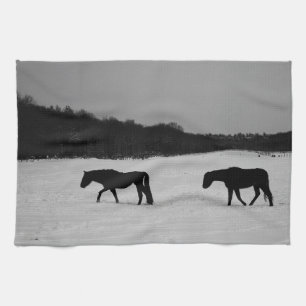 Paarden op sneeuw ktcnm theedoek