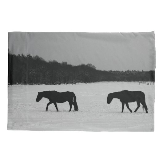 Paarden op sneeuw PCNM Kussensloop (Achterkant)