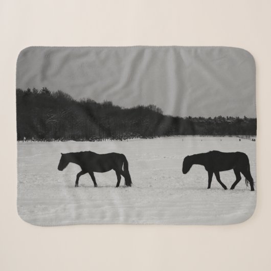 Paarden op sneeuw Sbcna Sherpa Deken (Voorkant (horizontaal))