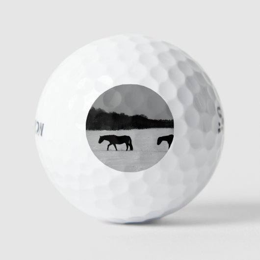 Paarden op sneeuw ssf gbcnm golfballen (Voorkant)