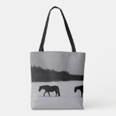 Paarden op sneeuw stcnm tote bag (Achterkant)