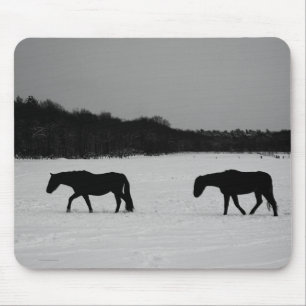 Paarden op sneeuwcn muismat