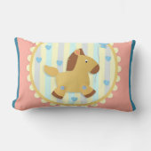 Paarden op Warm Stripe-achtergrond met blauw hart Kussen (Voorkant)