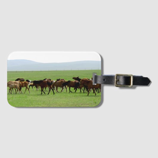 Paarden op weide - Landschapsfoto Bagagelabel (Voorkant (horizontaal))