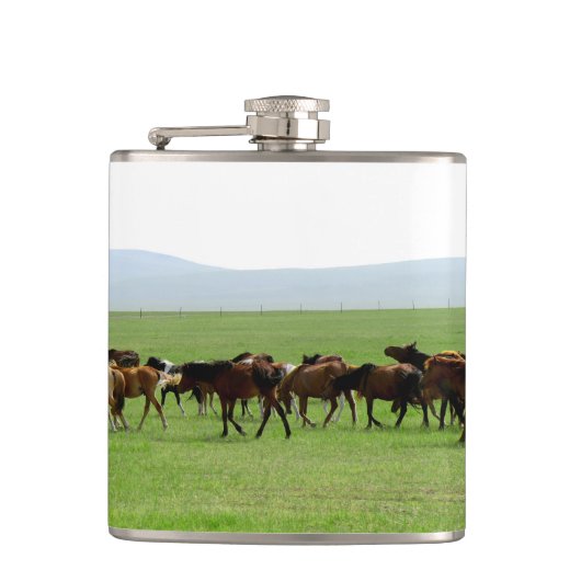 Paarden op Weiland - Landschapsfoto Heupfles (Voorkant)