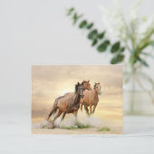 Paarden op zonsondergang briefkaart (Staand voorkant)