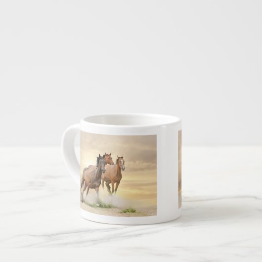 Paarden op zonsondergang espresso kop (Links)