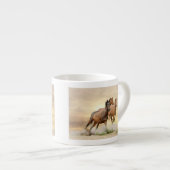 Paarden op zonsondergang espresso kop (Voorkant rechts)