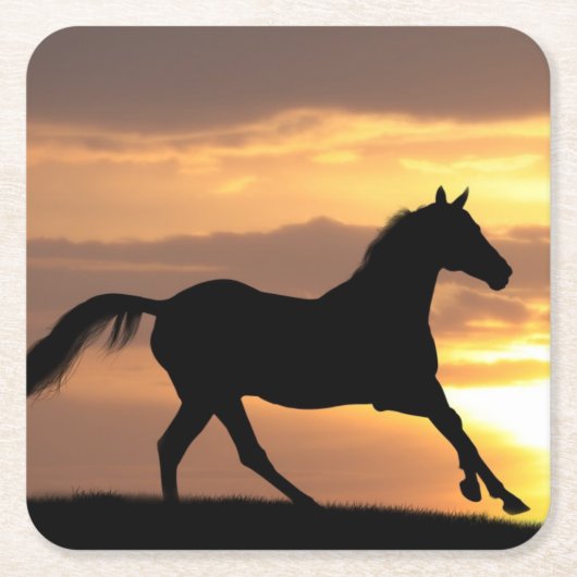Paarden op zonsondergang kartonnen onderzetters (Voorkant)