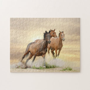 Paarden op zonsondergang legpuzzel