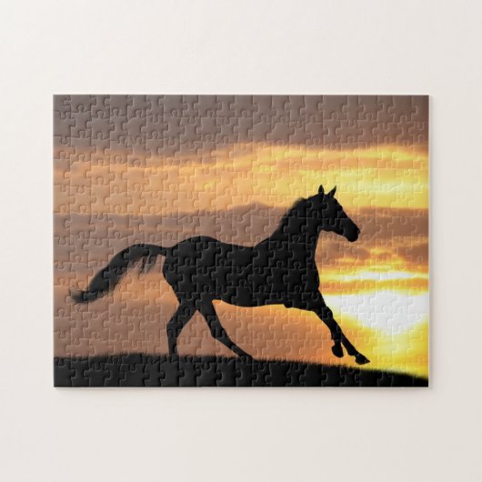 Paarden op zonsondergang legpuzzel (Horizontaal)