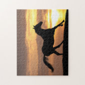 Paarden op zonsondergang legpuzzel (Verticaal)