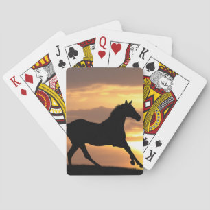 Paarden op zonsondergang pokerkaarten