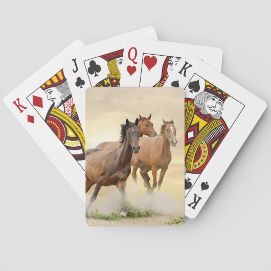 Paarden op zonsondergang pokerkaarten (Achterkant)