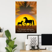 Paarden op zonsondergang poster (Thuiskantoor)
