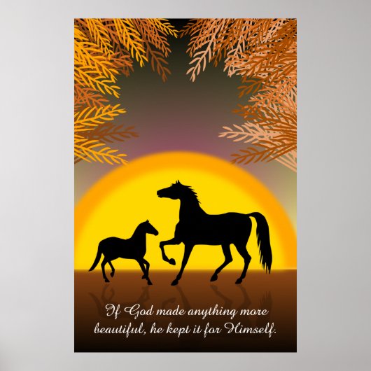 Paarden op zonsondergang poster (Voorkant)