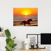 Paarden op zonsondergang poster (Thuiskantoor)