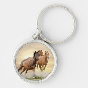 Paarden op zonsondergang sleutelhanger