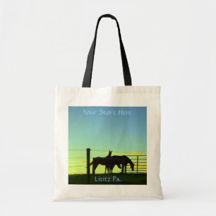 Paarden op zonsondergang, Tas. Je winkelnaam toevo Tote Bag