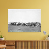 Paarden opgehangen door Cowboys Foto Canvas Afdruk (Insitu (Woonkamer))