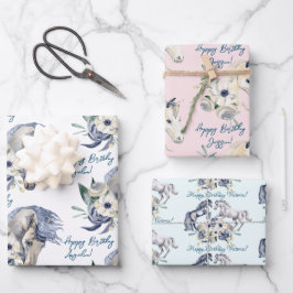 Paarden paardenliefhebbers gepersonaliseerd inpakpapier vel