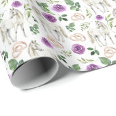 Paarden & Paarse Rozen Huwelijks Cadeauverpakkings Cadeaupapier (Rol Hoek)