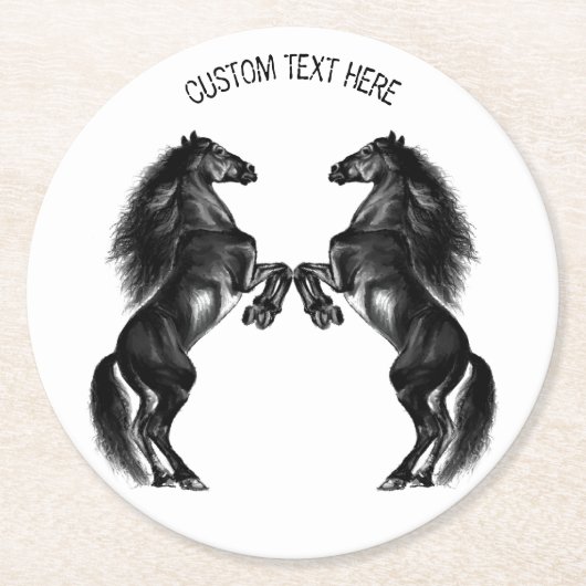 Paarden Papier Onderzetter Aangepaste tekst en kle (Voorkant)