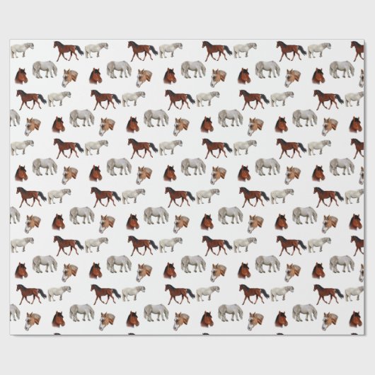 Paarden patroon cadeaupapier (Vlak)