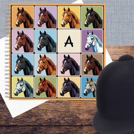 Paarden Patroon Ruitersport Kleurig Geborduurd Ini Notitieboek