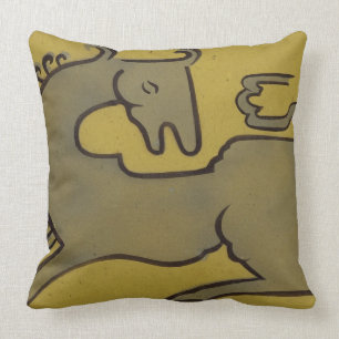 Paarden (pen, inkt en gouache op papier) kussen