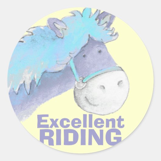 Paarden/pony op gele rode liftsticker ronde sticker (Voorkant)