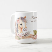 Paarden pony thema geschenken beige schattige paar koffiemok (Voorkant links)