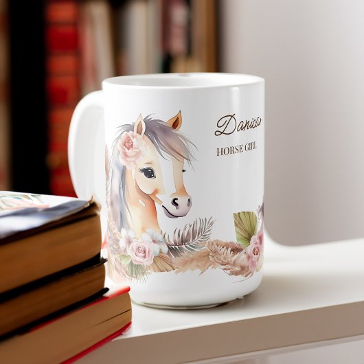 Paarden pony thema geschenken beige schattige paar koffiemok