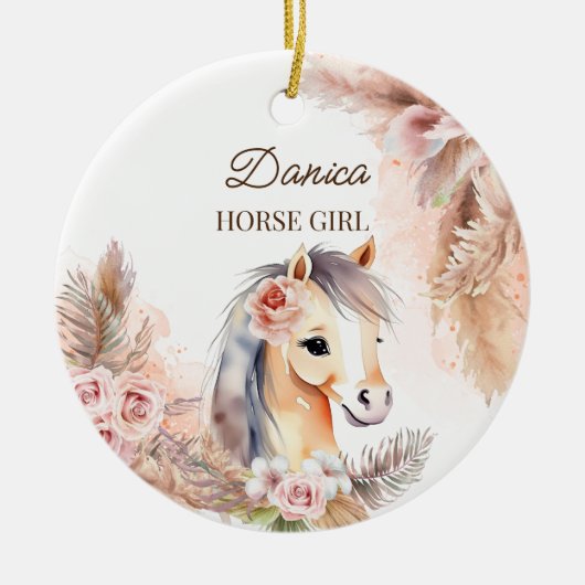 Paarden pony thema geschenken keramisch ornament (Voorkant)