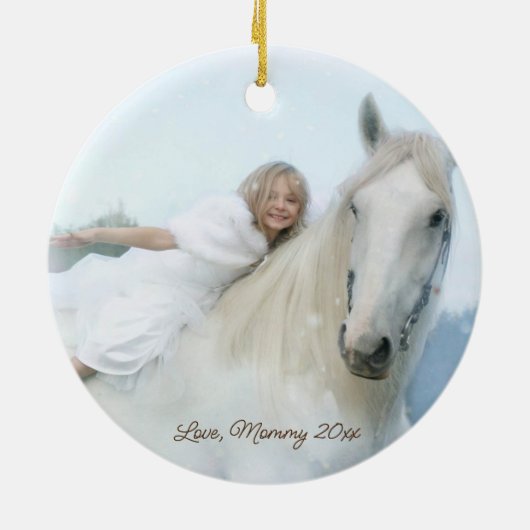 Paarden pony thema geschenken keramisch ornament (Achterkant)