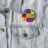 Paarden Pop Art Ronde Button 5,7 Cm (In situ)