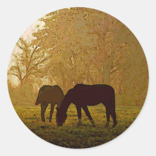 Paarden Pop Art Ronde Sticker