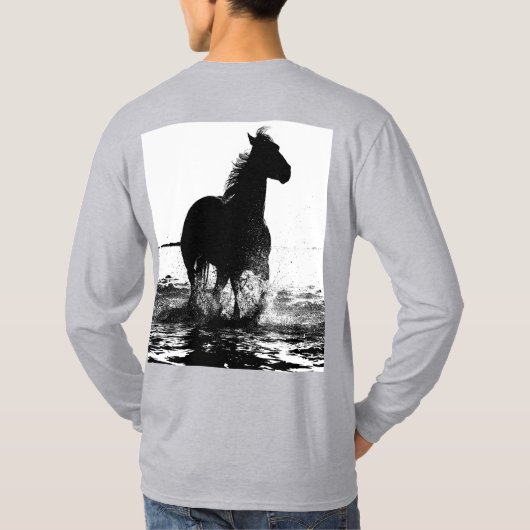 Paarden Pop maken Sjabloon Trendy Grey Modern T-shirt (Achterkant)