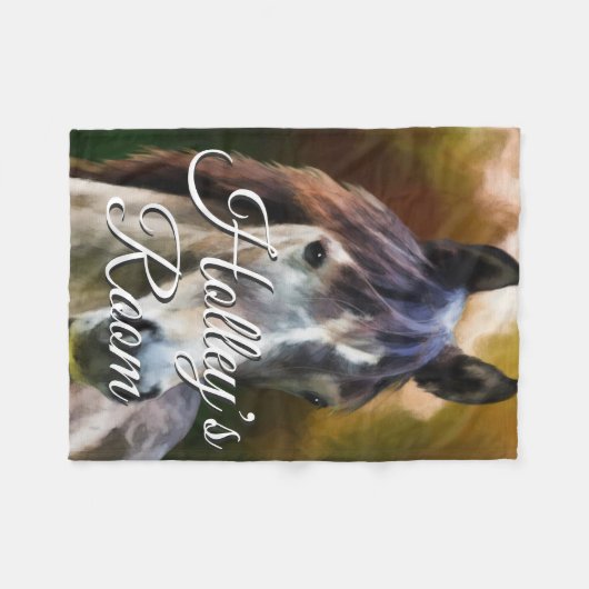 Paarden Portret schilderen Kunst op maat Fleece Deken (Voorkant (Horizontaal))