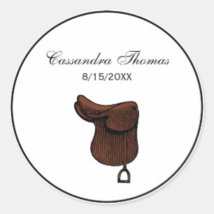 Paarden - Preppy Equestrian Tack Saddle Color Ronde Sticker