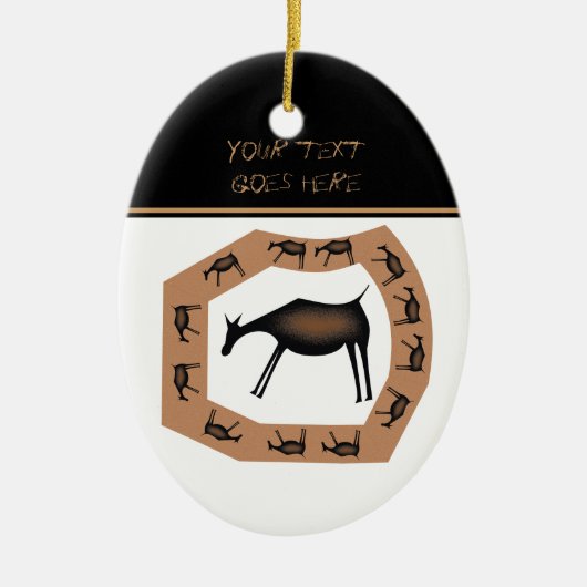 Paarden Primitieve grotkunst Keramisch Ornament (Voorkant)